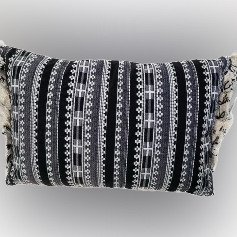 Opalhouse 1 Velvet Embroidered Pillows Boho Fringe Zip Cover Black & Whi…